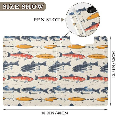 A4 Foldable Clipboard Folder with Double Clips Metal Clip, Pen Holder, 360 Degree Foldable Storage Clipboards Fish Lures Hooks Binder File Folder for Office,Nursing,Work,
