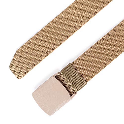 Mile High Life | Nylon Web Belt | Outdoor Military Belt | TSA Safe Buckle Plastic/Metal - color: Khaki 510 Buckle