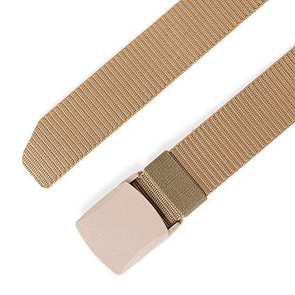 Mile High Life | Nylon Web Belt | Outdoor Military Belt | TSA Safe Buckle Plastic/Metal - color: Khaki 510 Buckle