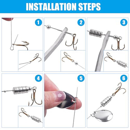 Fishing Spinner Lure Making Kit,141pcs Inline Spinner Making Supplies Kit DIY Spinnerbaits Accessory Pliers Spinner Blade Clevis Wire Shaft Treble Hooks Beads Fishing Spoon Rigs Tackle Set - style: 140pcs
