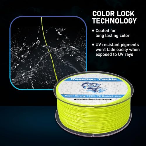 Reaction Tackle Braided Fishing Line - Strong Abrasion-Resistant Smooth Casting Zero Stretch PE Braid Line - Saltwater & Freshwater Fishing - color: X8 Hi Vis Orange, size: 25 Lb (1500 Yards)