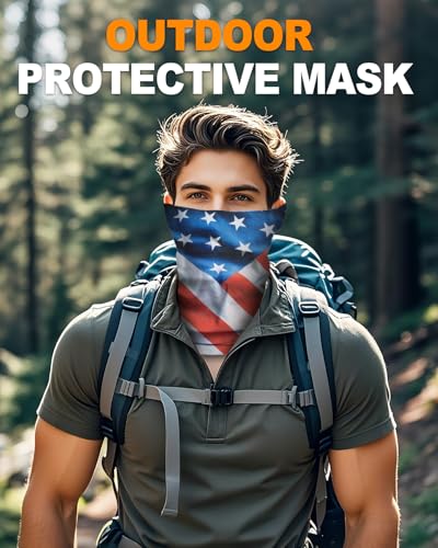 4Pack Neck Gaiter for Men Women Face Cover Mask Head Wrap Balaclava Headwear Bandana Headband Magic Scarf - color: A-bule Flag-2