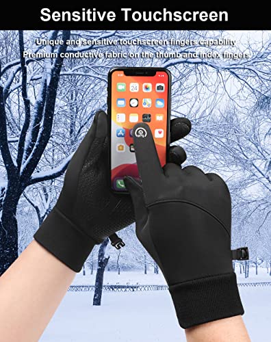 SUJAYU Winter Gloves Men & Women, Touch Screen Gloves Running Gloves Cycling Gloves Driving Gloves, Warm Gloves Waterproof Gloves - color: Black, size: Small