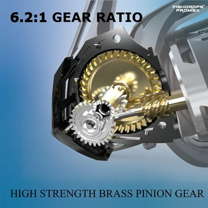 Fishdrops Rhino Spinning Reel, UP to 22LBs Drag & 7+1 BB Fishing Reel, CNC Aluminum Spool & Ultra-Lightweight Handle, for Fresh and Saltwater, 6.2:1 High Speed Gear Ratio - size: Size5000