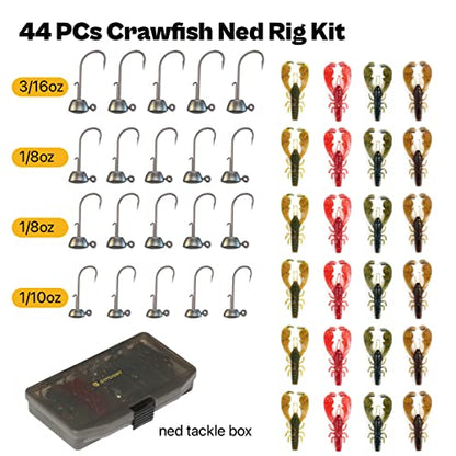 Ned Rig Baits Kit,TRD Soft Plastic Worms or Crawfish for Bass Fishing - color: Crawfish Kit
