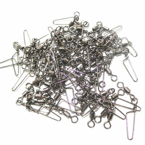 100pcs High-Strength Coastlock Swivels 145LP Ball Bearing Fishing Snaps and Swivels Fishing Rolling Swivel Coastlock Snap Duck Decoy Rig Snap Swivels Texas Rig Decoy Swivel Clips