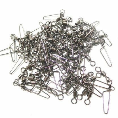 100pcs High-Strength Coastlock Swivels 145LP Ball Bearing Fishing Snaps and Swivels Fishing Rolling Swivel Coastlock Snap Duck Decoy Rig Snap Swivels Texas Rig Decoy Swivel Clips
