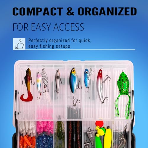 448-Pcs Fishing Lures Kit – Complete Large 3-Layer Tackle Box Set with Hooks, Weights, Bobbers, Pliers, Rigs, Leaders & Accessories for Men, Kids, Beginners, Gear gift choice for Fathers Day - color: 448PCS-Black