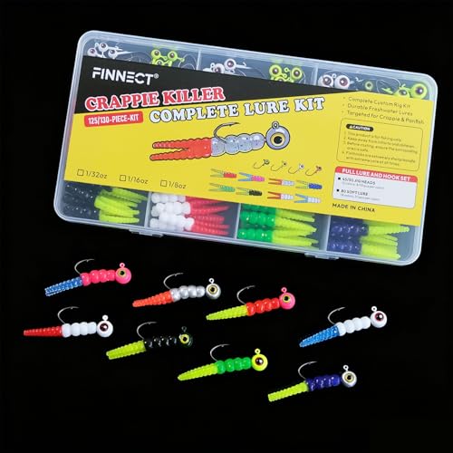 125-Piece Kit Crappie-Baits- Plastics-Jig-Heads-Kit-Shad-Minnow-Fishing-Lures-for Crappie-Panfish-Bluegill 1/32oz 1/16oz 1/8oz
