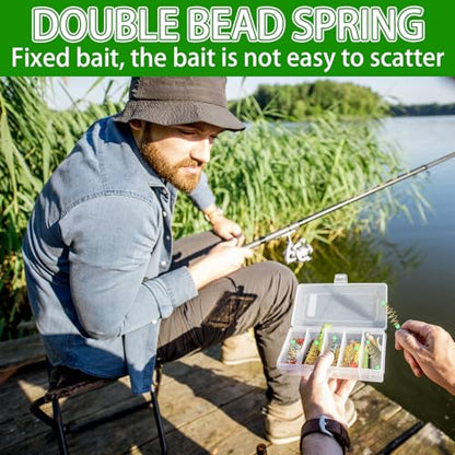 Wonderjune 50/30 Pcs Carp Rig Luminous Carp Fishing Equipment Bait Holder Metal Fishing Feeder Basket Multisize Olive Shape Summer for Freshwater Lures Basket Mullet Accessories - size: 3.11"