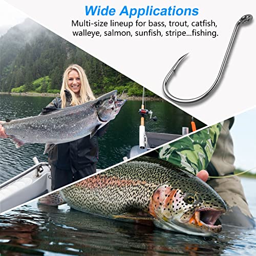 Octopus Fishing Hooks,110Pcs Baitholder Fishing Hooks Barbed Fishing Jig Hooks High Carbon Steel Bait Keep Hooks Offset Circle Octopus Hooks for Saltwater Freshwater Size #8-6/0 - size: 2#-110 pcs