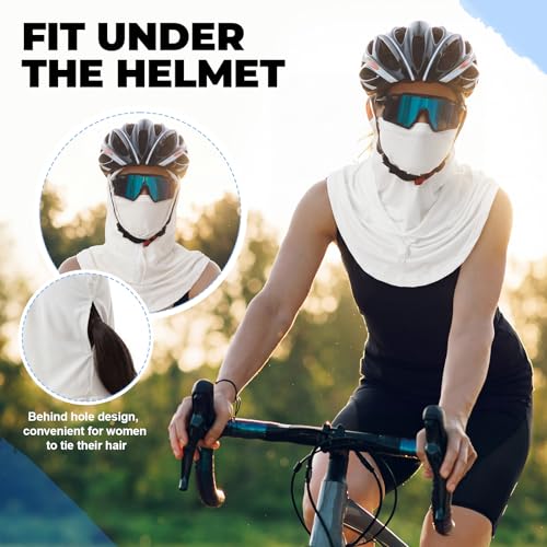 Funtery 4 Pack Cooling Balaclava Face Mask UV Protection Breathable Full Head Hood for Men Women Cycling Fishing Motorcycle - color: Black, White, Navy Blue, Green