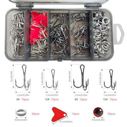 207Pcs Unpainted Fishing Lures Making Kit DIY Lure Blanks | DIY Jerkbait Crankbaits Minnow Hard Bait Set Include Treble Hook Split Rings Lure 3D Eyes Stickers