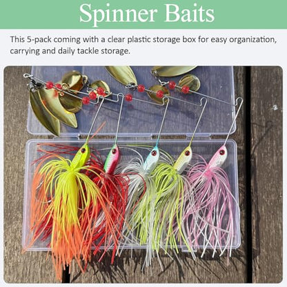 Tripquips Bass Spinner Baits, Spinnerbait Fishing Lures Hard Metal Swimbait for Bass Pike Trout Salmon 5Pcs - color: 5Pcs-0.7oz