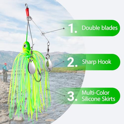 Tripquips Bass Spinner Baits, Spinnerbait Fishing Lures Hard Metal Swimbait for Bass Pike Trout Salmon 5Pcs - color: 5Pcs-0.42oz
