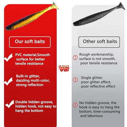 Fishing Soft Plastic Lures, Paddle Tail Swim Baits for Bass Fishing,Paddle Tail Swimbaits for for Bass Trout Walleye Lures, 30/50pcs Soft Plastic Baits with Box - color: C:3.54in/0.148oz-30pcs