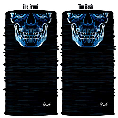 Obacle Neck Gaiter Face Mask Bandana for Dust Wind Sun Protection for Men Women - color: Blue-line Skull