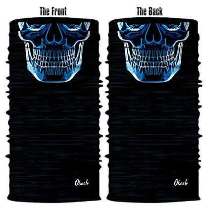 Obacle Neck Gaiter Face Mask Bandana for Dust Wind Sun Protection for Men Women - color: Blue-line Skull