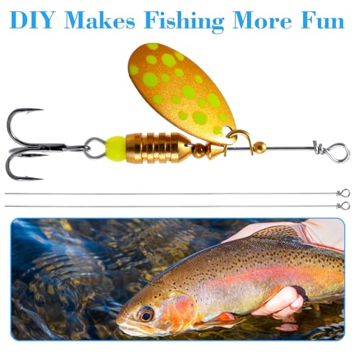 100PCS Fishing Wire Spinner, Stainless Steel Lure Making Supplies Kit for Hanging Fishing Spinners Rigs for Crafts - size: 0.7*16 cm