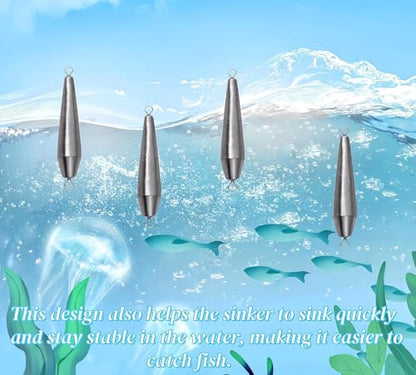 10PCS Fishing Weights, Inline Trolling Bullet Sinkers Double Ring Torpedo Fishing Weights Lead Drop Shot Fishing Weight Sinkers - 20g-50g - size: 2.47oz(70g)-6 Pack