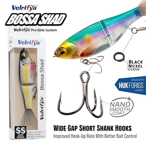 Bossa Shad Multi-Jointed Swimbait – Realistic Shad Profile with Natural Swimming Action for Bass Fishing - color: 03-Ghost Blue