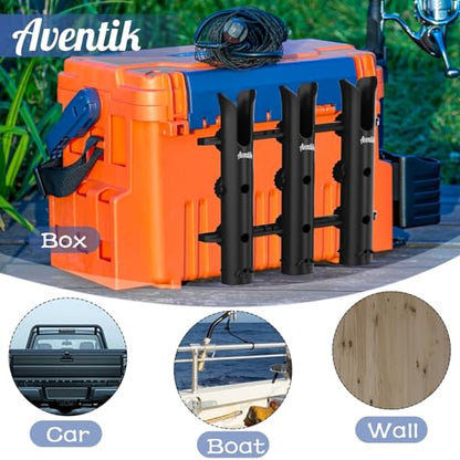 Aventik Tube Fishing Rod Holder Bracket Wall Mounted Boat Side Mount Tool Holder Tube Links with Screws 1/2/3/4/6 Pole Tube Fishing Rod Holders - color: 4-Pole Black
