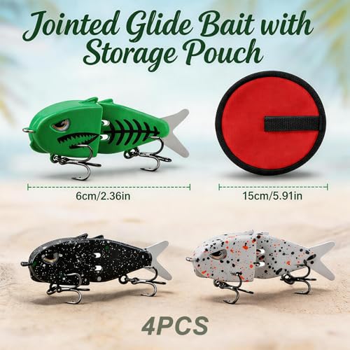 3-Pack Glide Bait with Tackle Bag, Premium Glide Bait Baits Set for Bass and Saltwater Fishing, Realistic Action, Design for Outdoor Anglers