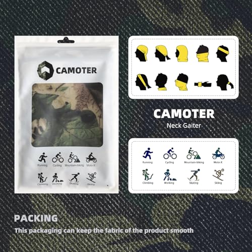 Camo Face Mask & Neck Gaiter - UV Sun Protection, Cooling for Men & Women - Hunting, Fishing, Cycling, Hiking - color: Camo a