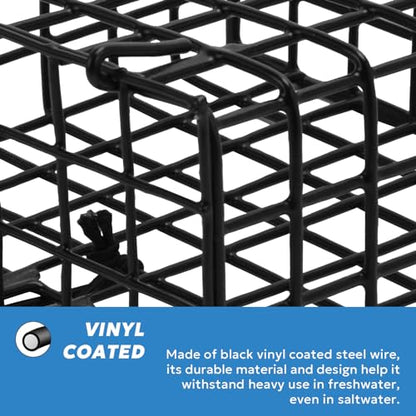 Vinyl-Coated Wire Crab Bait Cages for Heavy Duty Crab Trap Pot, Cage Box 6"x6"x3" - style: BK-3