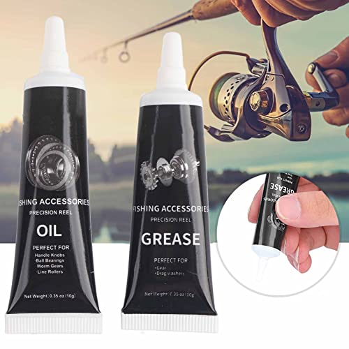 Ejoyous Fishing Reel Oil, 2Pcs Reel Oil Lubricant Grease Maintenance Tool Kit for Bearings Spinning Baitcasting Spincast - color: Black