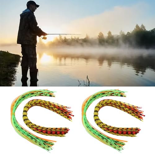 20 Pcs Bundles 40 Strands Silicone Skirts Silicone Jig Skirts Replacement Part DIY Fishing Lure Making Supplies Soft Skirt for Spinnerbait Buzzbait Fishing Bass Jig Lures