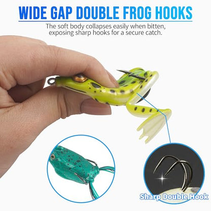 Double Fishing Hooks, 45pcs Classic Dual Frog Hooks High Carbon Steel Double Hook Sharp Barbed Open Shank for Bass Fishing Lures Bait Saltwater Freshwater