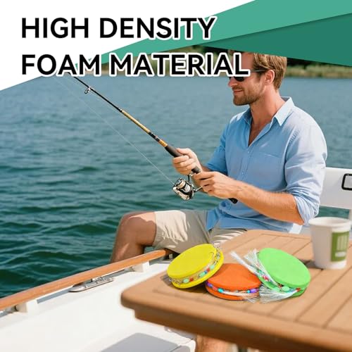 HERCHR 24PCS 68mm Round Fishing Line Foam Spools, Fishing Rigs Spools Foam Boards Fishing Line Storage Holder with Storage Box Fishing Winding Boards Fishing Line Spooler Winder