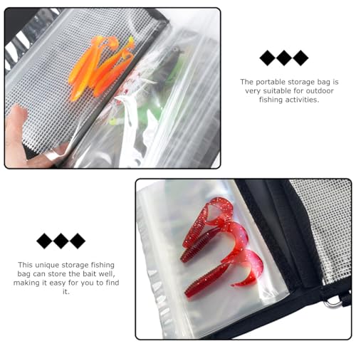 ULTECHNOVO Small Fishing Tackle Binder Bag Waterproof Wear-resistant Soft Bait Carrier Portable Outdoor Fishing Lure Storage Pouch for Anglers