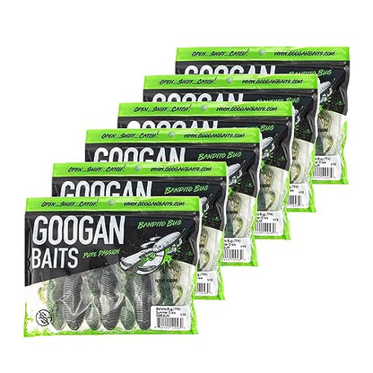 Googan Squad Bandito Bug Fishing Lures – Soft Bait for Bass Fishing, Swim Baits with Unique Kicking Action, Saltwater and Freshwater Fishing Gear, Pack of 6 (4 inches) - color: Bama Bug