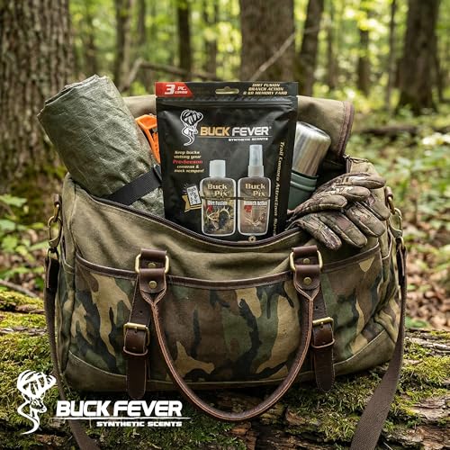 Buck Fever Buck Pix 2,3,4-Piece kit - Synthetic Deer Scent (4 oz Branch Action & 4 oz Dirt Fusion) for Whitetail & Mule - Non-Spoiling Deer Attractant for Outdoor Trail Camera - size: 3 - Piece Combo