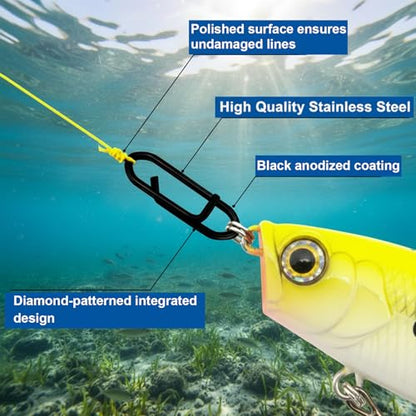 50 Pack Speed Clips for Fishing Lures, 25LB High Strength Fishing Speed Clips 304 Stainless Steel Quick Clip Lure Connectors for Freshwater and Saltwater Crankbait Tackle Snaps Power Snap Clip