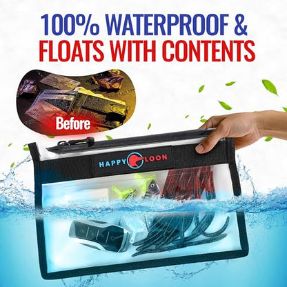 Elite Waterproof Fishing Tackle Bag Set - 2 Sizes | 100% Submersible Dry Bags, Floats with Lure & Bait, Scuba-Grade Zipper, PVC-Free, Tethering Loop