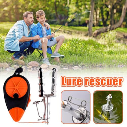 Fishing Lure Retriever with 30M PE Line Stainless Steel Fish Bait Device Tackle Recovery Tool for Snagged Lures Iron Plate VIB Underwater Snag Removal Equipment