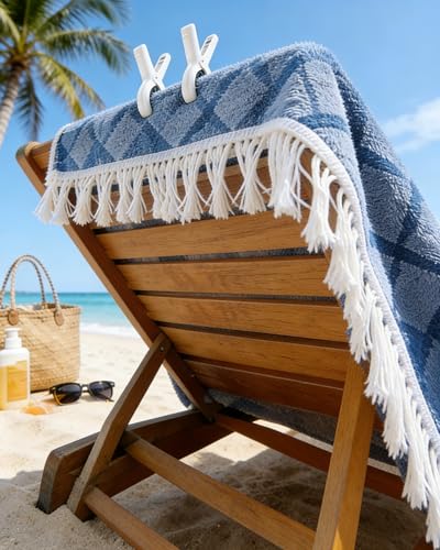 10 Pack Beach Towel Clips Heavy Duty Large Beach Essentials Chair Pool Clip | White Clips with Strong Grip, Silicone Protection, Rust Resistant Spring, Multi-Use for Beach, Boat, Cruise & Outdoors - color: White