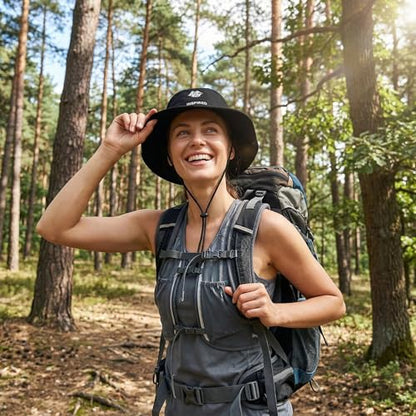 Bucket Hat for Men Women,Waterproof Sun Hat UV Protection with Detachable Face Neck Flap for Outdoors - color: Black+grey