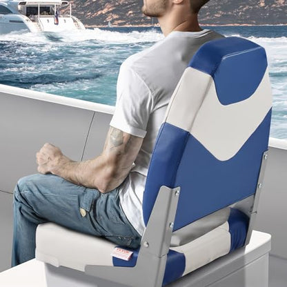 VEVOR 2-Pack 21.85" High Back Boat Seat with Thickened Sponge Padding and Hinge, Fold-Down Boat Captain Chairs, Easy to Store, Ideal for Fishing, Sightseeing