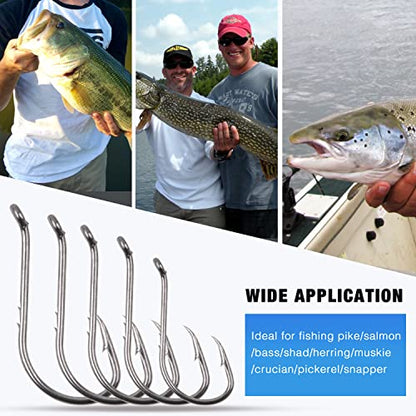 Octopus Baitholder Fishing Hooks Kit,130pcs Offset Octopus Circle Hooks Set Catfish J Hooks High Carbon Steel Barbed Jig Fishhooks for Freshwater Saltwater Size 1/0-5/0