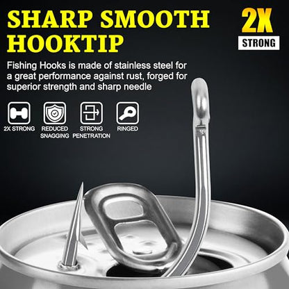 Live Bait Hooks Saltwater, 50pcs O'shaughnessy Circle Hooks Short Shank Stainless Steel Fishing Hooks in-Line Point Fishing J Hooks for Catfish Tuna Bass Salmon Size 1#-5/0 - size: 1#-50pcs