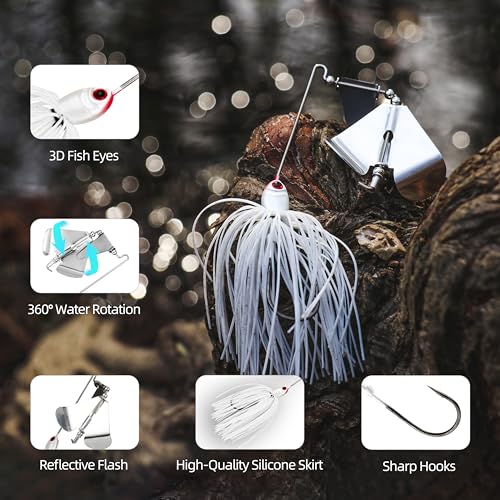Double Prop Buzzbaits - Fishing Lures Buzzbait Spinnerbait Jigs Lure for Bass, Pike & More - Lifelike Action with Double Propeller Design, Ideal for Men Anglers, 5pcs - size: 1/2oz