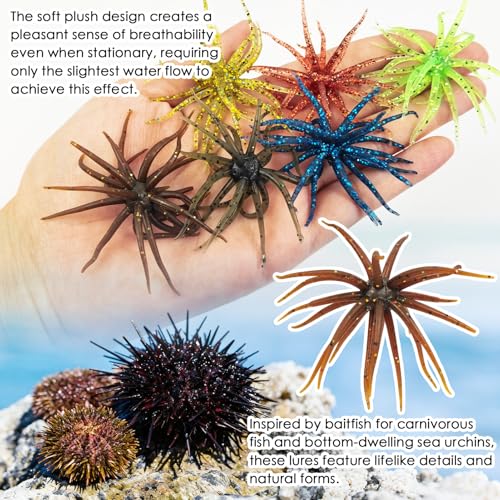 6 Pcs Soft Urchin Lures Fishing Saltwater Slow Floating Lures for Bass Trout Crappie - color: 1.97in/0.06oz