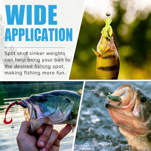 Split Shot Fishing Weights, 120pcs Fishing Weights Sinkers Assortment Removable Split Shot Sinkers Round Reusable Clip On Weights Freshwater Saltwater - color: Mixed-120pcs