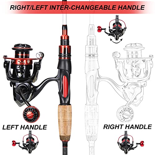 Sougayilang Spinning Combo, Medium Heavy Fishing Pole and 2000 Spinning Reel Set, Fishing Rod and Reel Commbo for Bass Fishing Tackle - color: Pearl White, size: 5.9ft & Spinning Reel