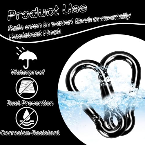 Carabiner Clips Black Twours Spring Snap Hooks Small Carabiners Heavy Duty Galvanized Steel Quick Links for Rust-Resistant Keychain Clips Outdoor Hiking Camping Hammock Fishing 1.56" 1.97" 2.36" 3.15" - size: 2.36inch(M6)--8pcs