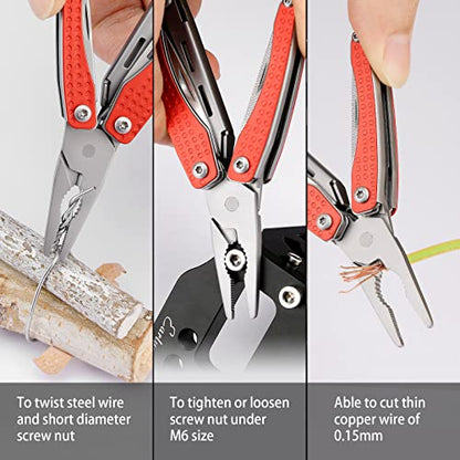 Nextool EDC Keychain Multitool, 10 in 1 Mini Pocket Knife Multi Tool with Needlenose Pliers, Scissors, Mini Useful Cool Gadgets for Men, Father's Day Gifts from Daughter-Red - color: Red